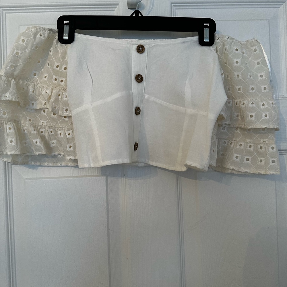 Zara off the shoulder linen top